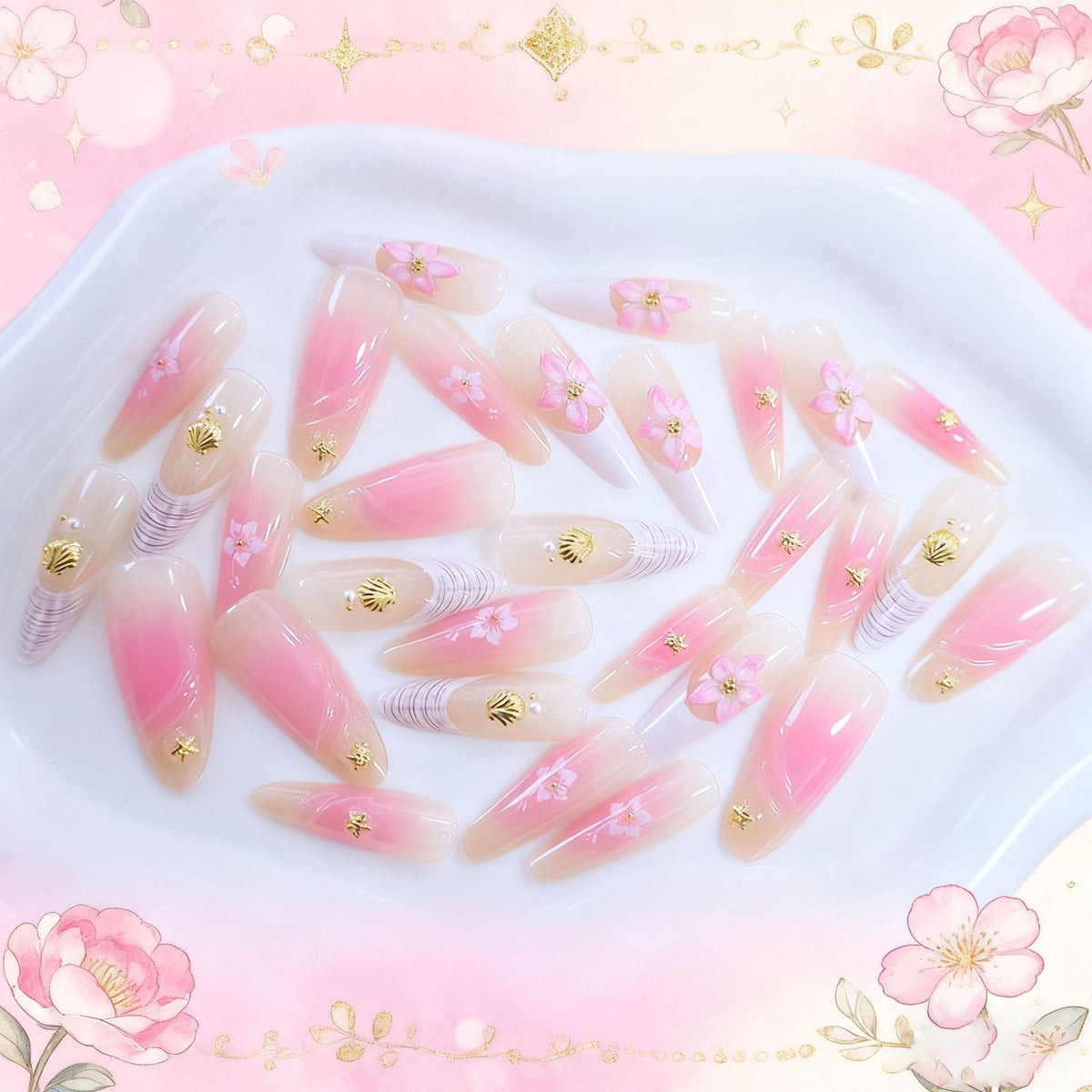 Blumen-Design Acryl-Nagelverstärkungen Brehn