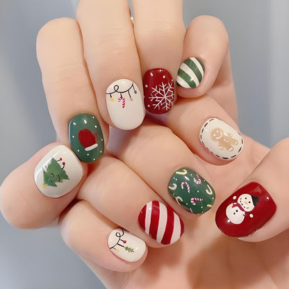 Kunstnagelset mit festlichen Schneemännern und Weihnachtsmotiven Brehn