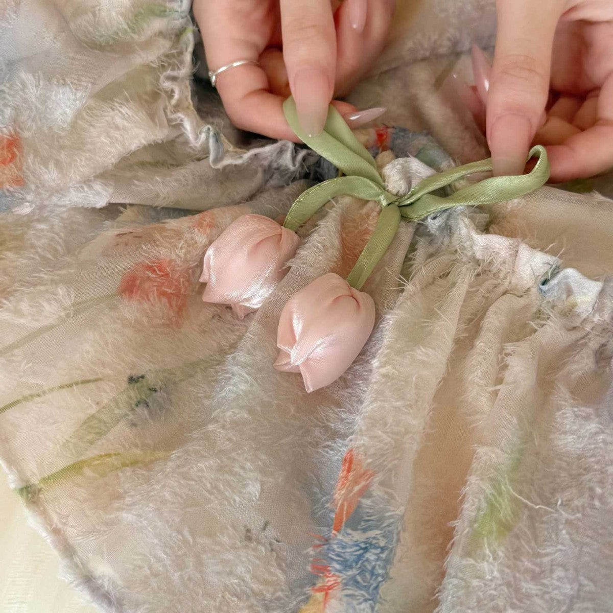 Floral Rüsch Luxus Bettbezug Set