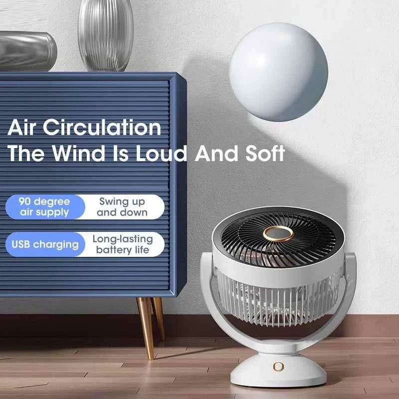 Unisex Einheitsgröße kompakter oszillierender Tischventilator mit verstellbarem Neigungswinkel, leisem bürstenlosem Motor und USB-Ladung Brehn