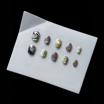Abstraktes Marmor Press-On Nagelset