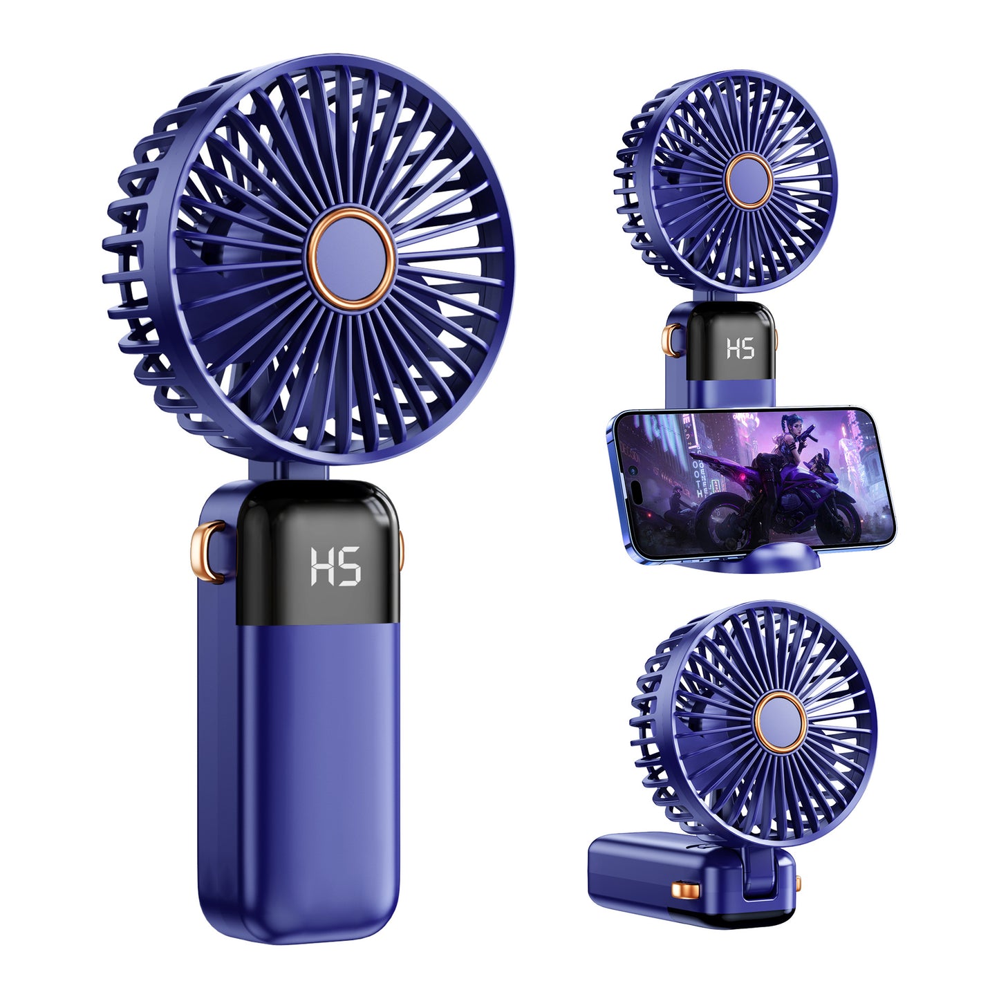 Unisex nan USB wiederaufladbarer Handventilator mit LED-Batterieanzeige und leisem bürstenlosem Motor Brehn