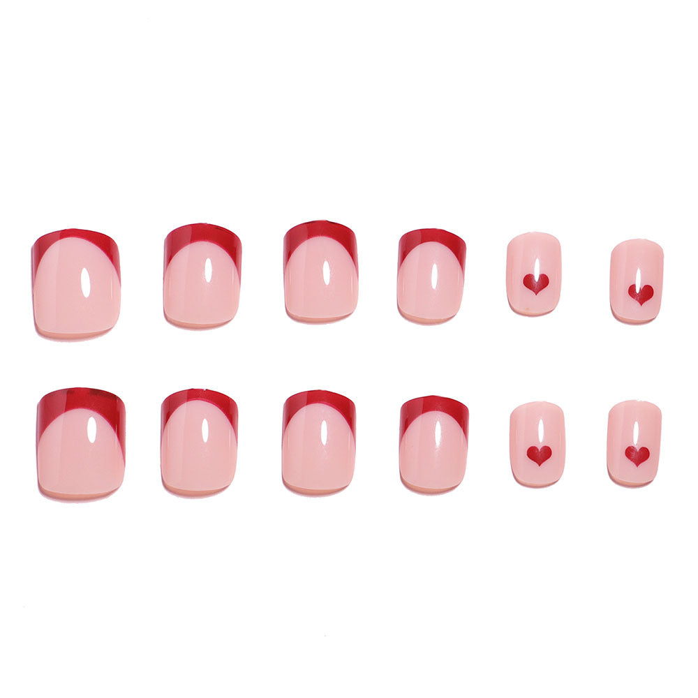Künstlerisches Herz-Design Press-On Nagelset Brehn