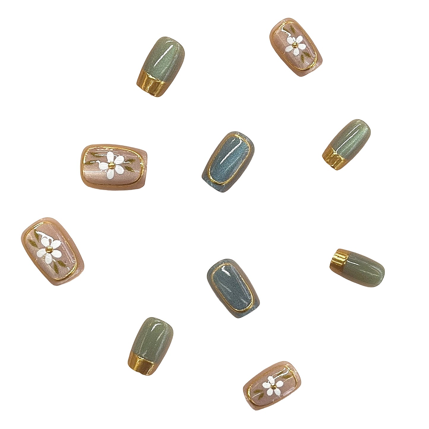 Floral Accent Press-On Nagel Kunst Set Brehn
