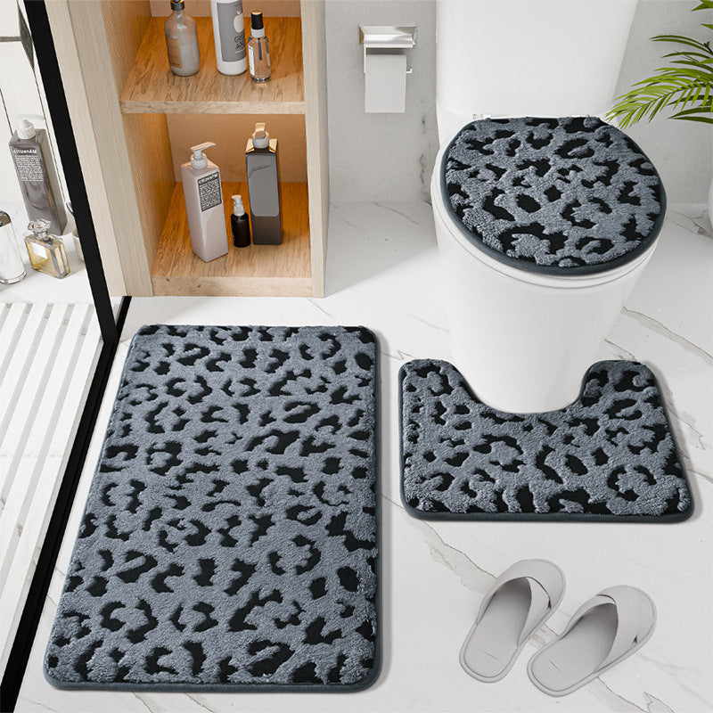 Weiches Luxus-Leopardenmuster-Badeteppich-Set Brehn