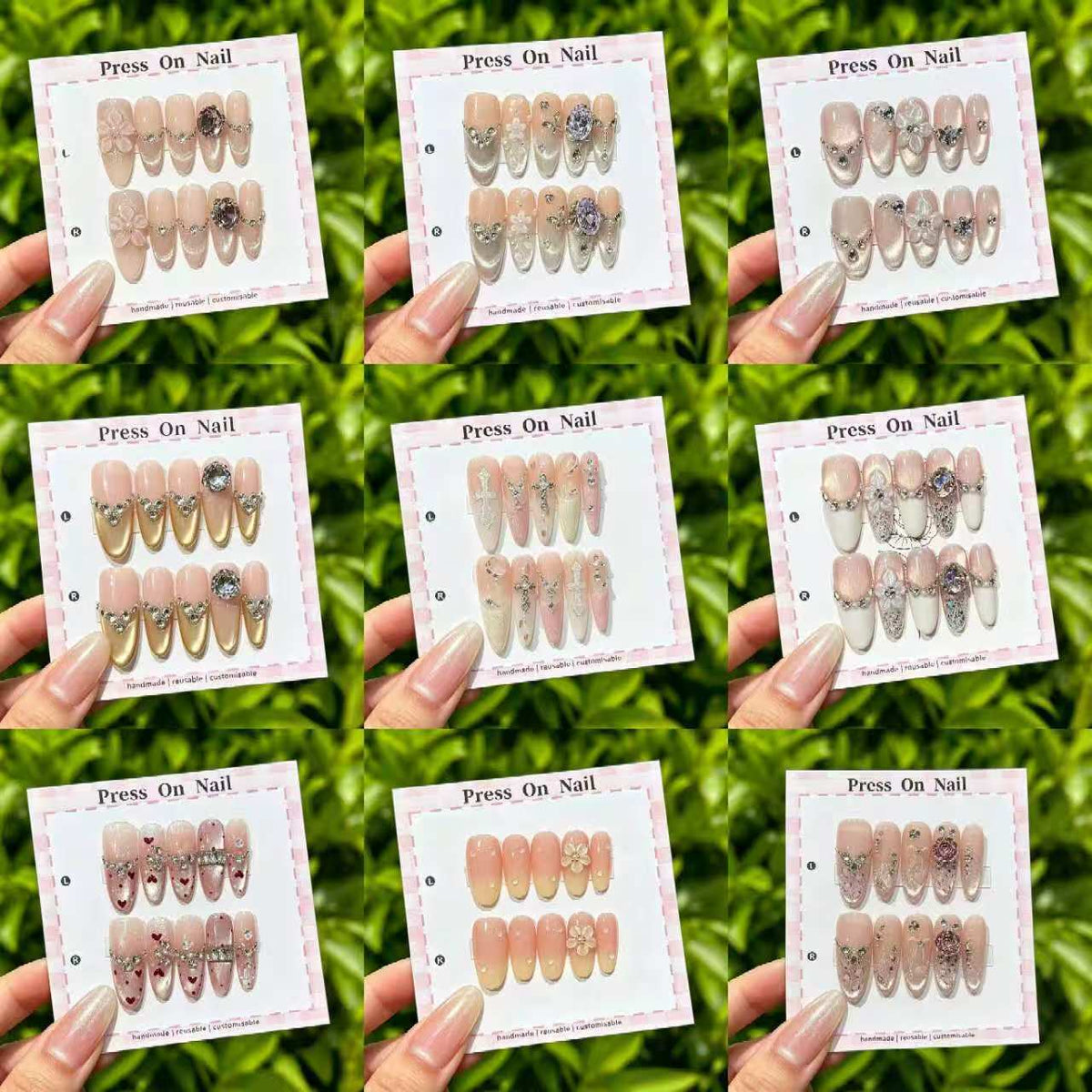 Anpassbare florale Press-On Nagelkollektion