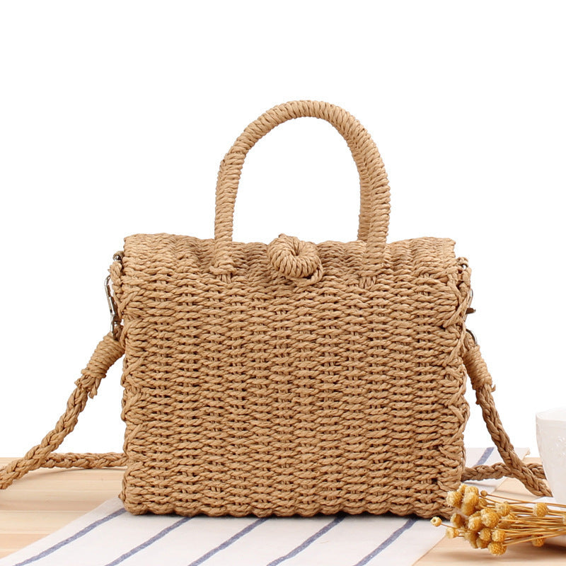 Handtasche Aus Geflochtenem Naturmaterial mit Praktischem Schulterriemen Brehn