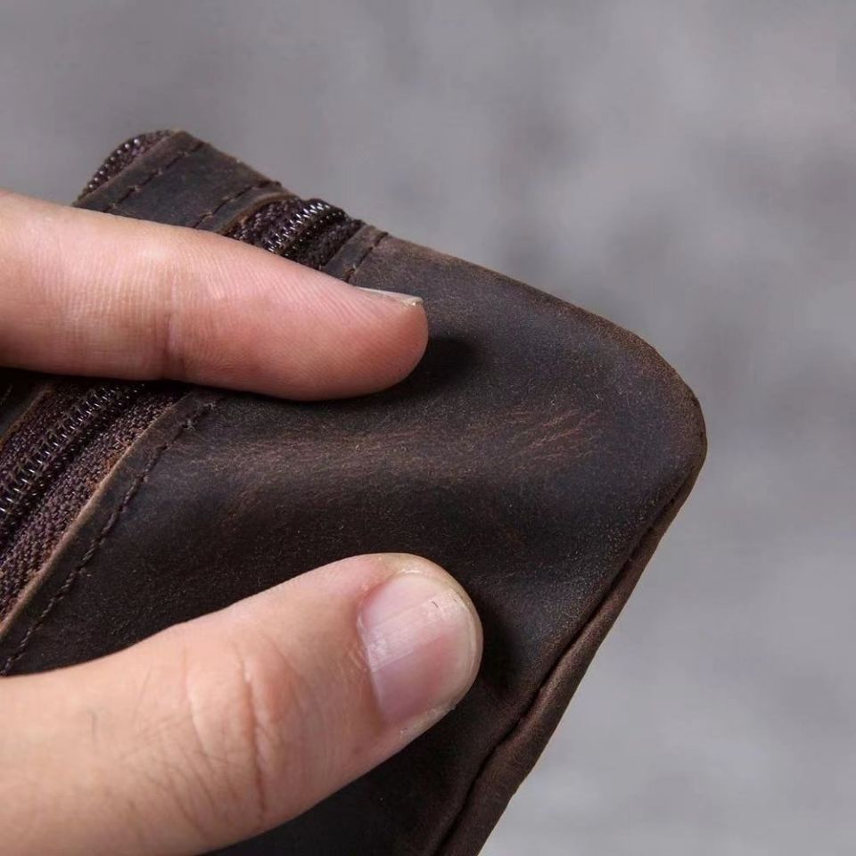Kompakte Leder Reißverschluss-Münztasche Brehn