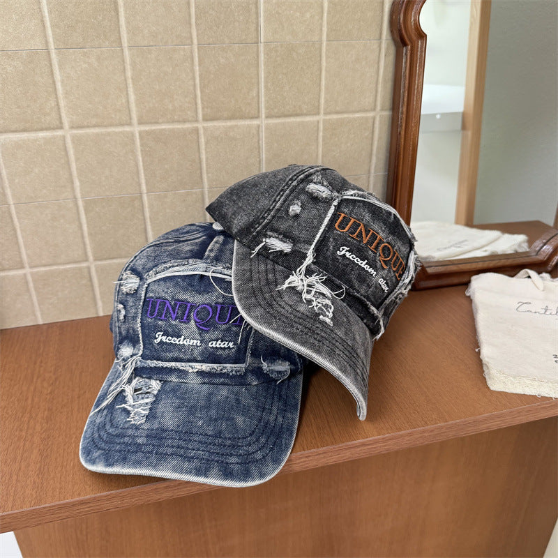 Herren beschädigte Grafik Denim Baseballmütze Brehn