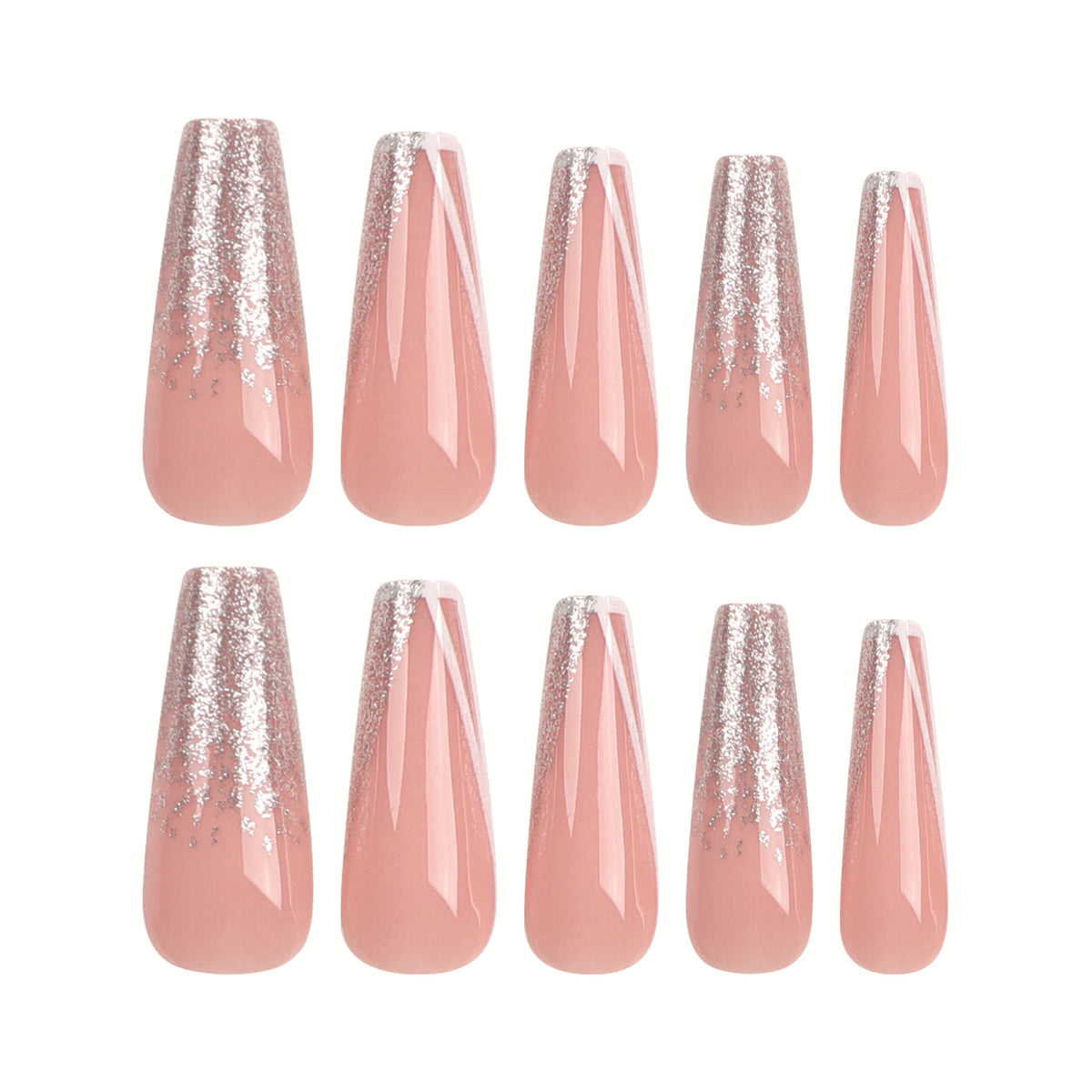 Kunstvolle Stiletto-Nägel mit Glitzer- und French-Spitze Brehn