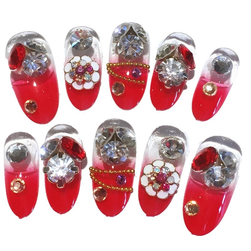 Elegantes, mit Rhinestones verziertes Press-On-Nagelset