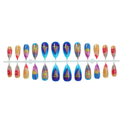 Künstliches florales Stiletto Press-On Nagelset Brehn
