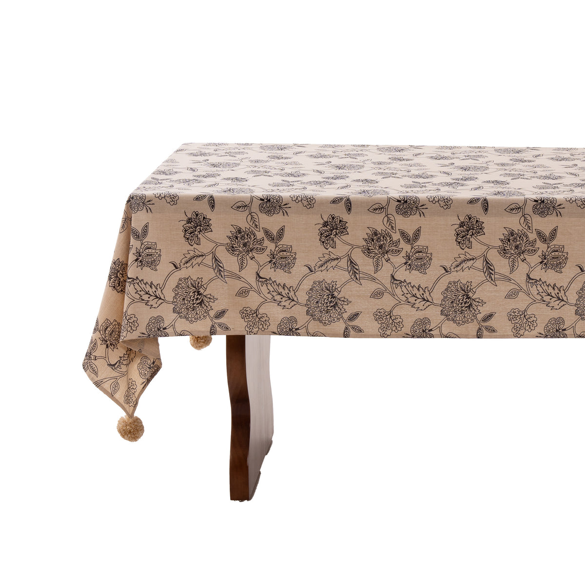 Rechteckige Tischdecke aus Leinenoptik mit Pompon-Quasten Brehn