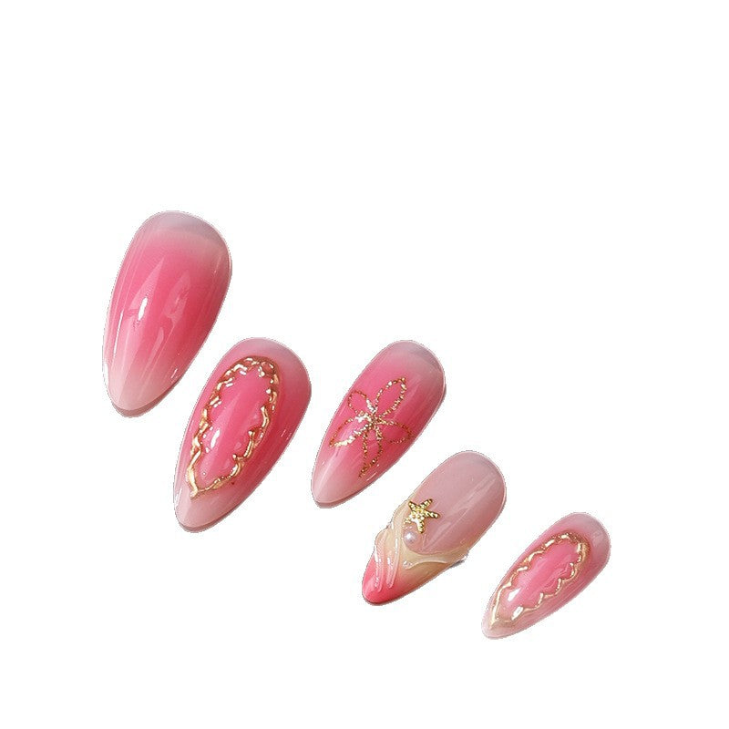 Elegante abstrakte Press-On-Nagelset Brehn