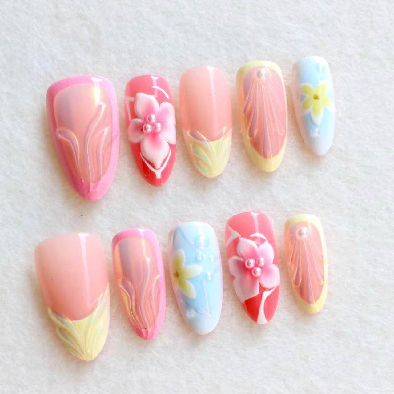 Künstlerisches Floral Press-On Nagelset Brehn 1788497796
