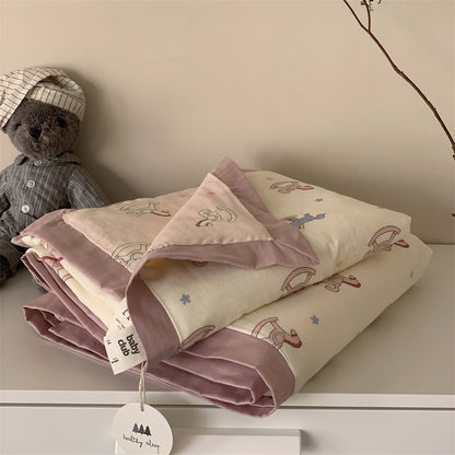 Weiche Mull-Babydecke mit Teddy-Design und doppellagiger Gaze