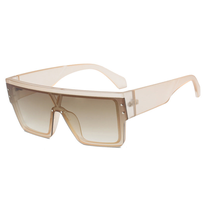 Damen futuristische Oversized-Sonnenbrille mit klaren Gläsern Brehn