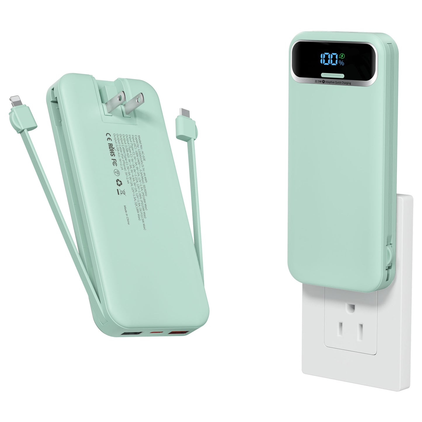 Powerbank mit Integriertem Ladegerät und Lcd-Display Brehn