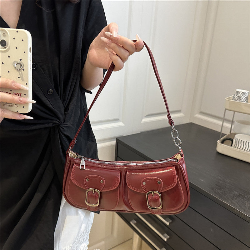 Stilvolle Schultertasche mit doppeltem Taschen Brehn