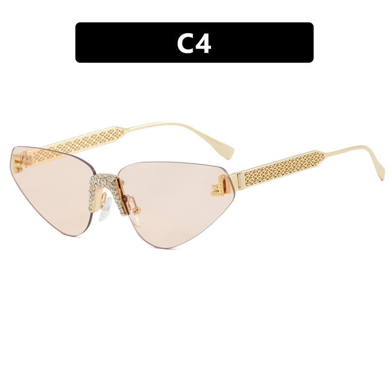 Damen Designer Katzenaugen-Sonnenbrille mit funkelndem Strass-Besatz Brehn