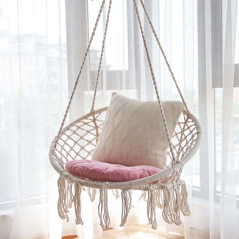 Macrame hängende Schwingstuhl boho gewebte Fransen Innen Außen Hängematte Sitz Brehn
