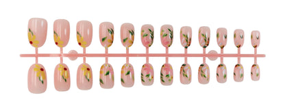 Künstliche Fingernägel Set mit floralen Verzierungen Brehn