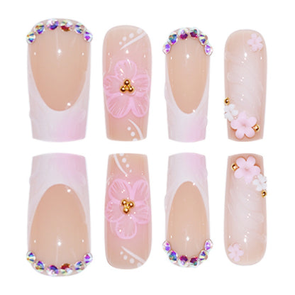 Künstlerische 3D-Blumen-Presse-on-Nagelverlängerungen Brehn