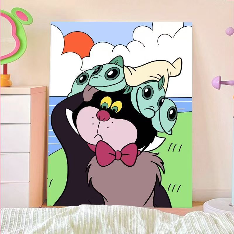 Verspielt Cartoon Katze Wandkunst Brehn