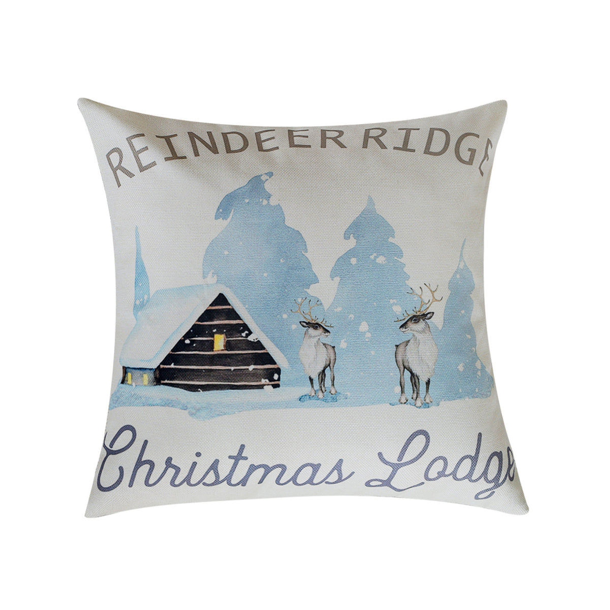 Quadratischer Weihnachts-Kissenbezug mit Rudolph-Druck und Baumwoll-Leinen-Optik Brehn