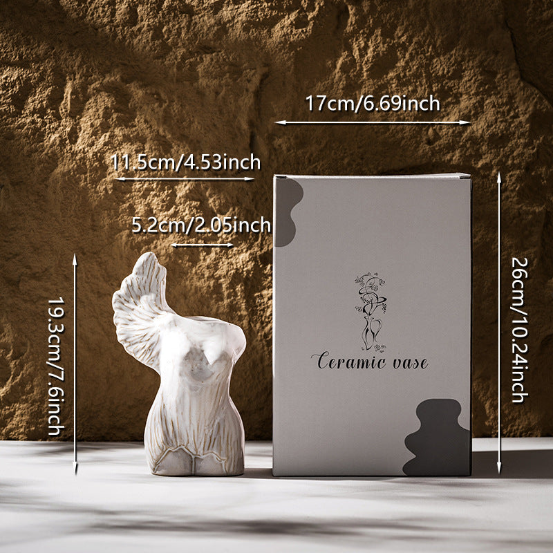 Handgeschnitzte Geflochtene Weibliche Torso Dekorative Keramische Knospenvase