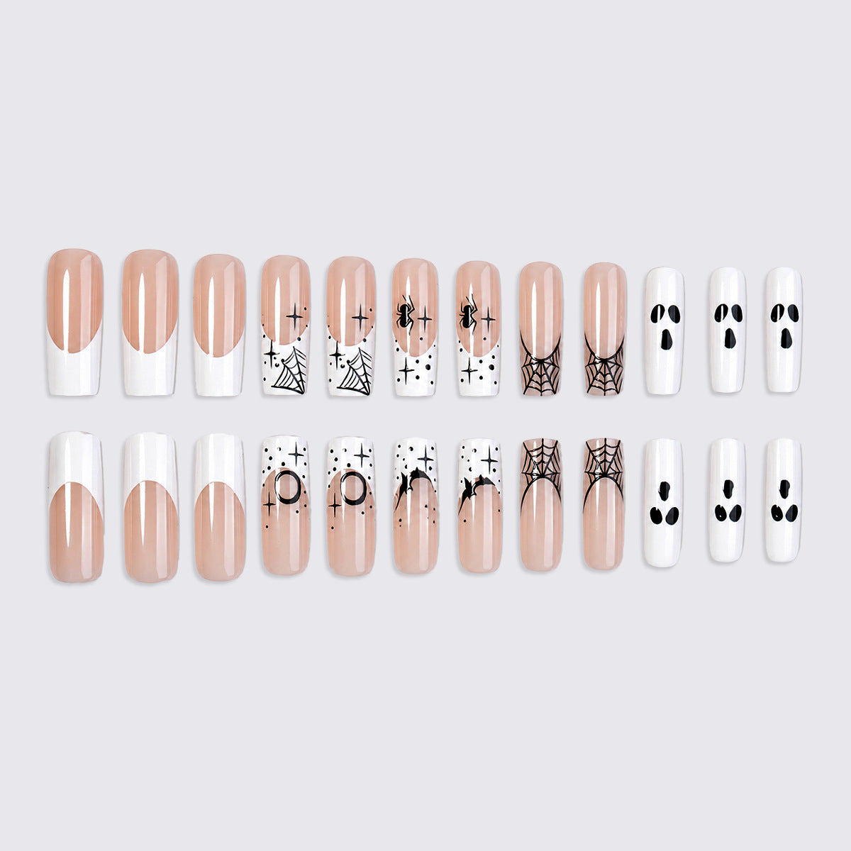 Halloween Kunstnagelset mit kreativen Spinnen- und Geisterdesigns Brehn