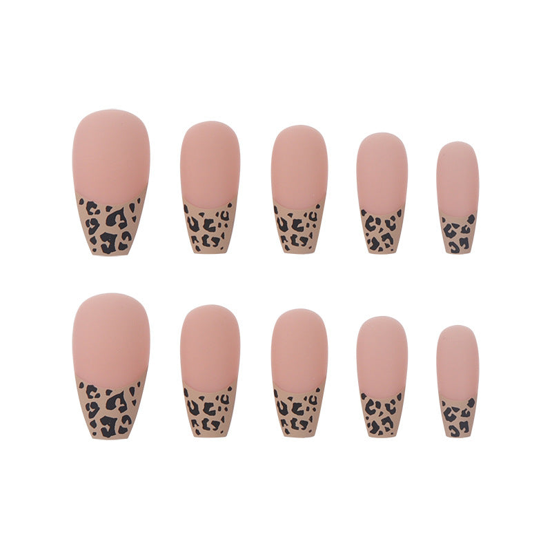 Leopard Print French Tip Press-On Nails Brehn
