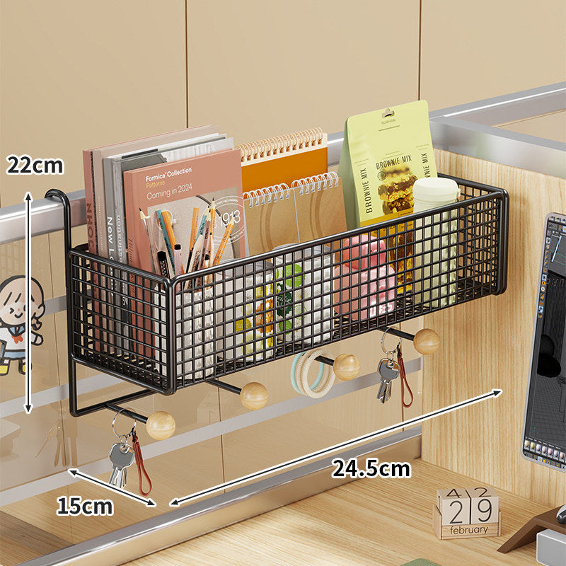 Schreibtisch-Rail-Montierter Netz-Organizer-Korb mit Haken