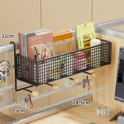 Schreibtisch-Rail-Montierter Netz-Organizer-Korb mit Haken