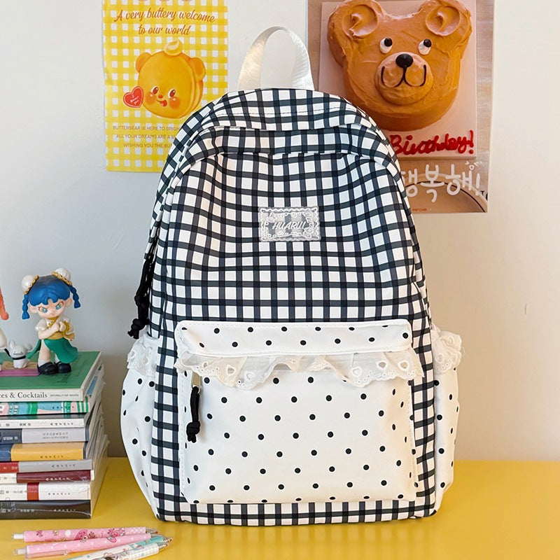 Stylische Gingham-Print Freizeit Rucksack Brehn