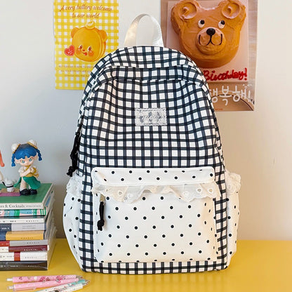 Stylische Gingham-Print Freizeit Rucksack Brehn