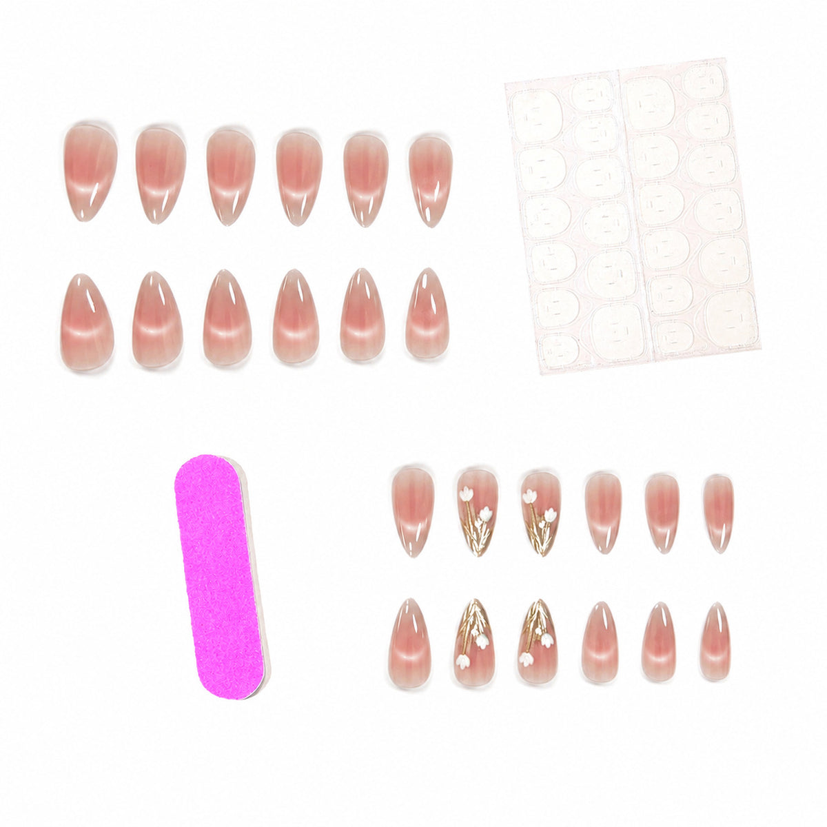 Elegante Florale Acryl-Nagelverlängerungen Brehn