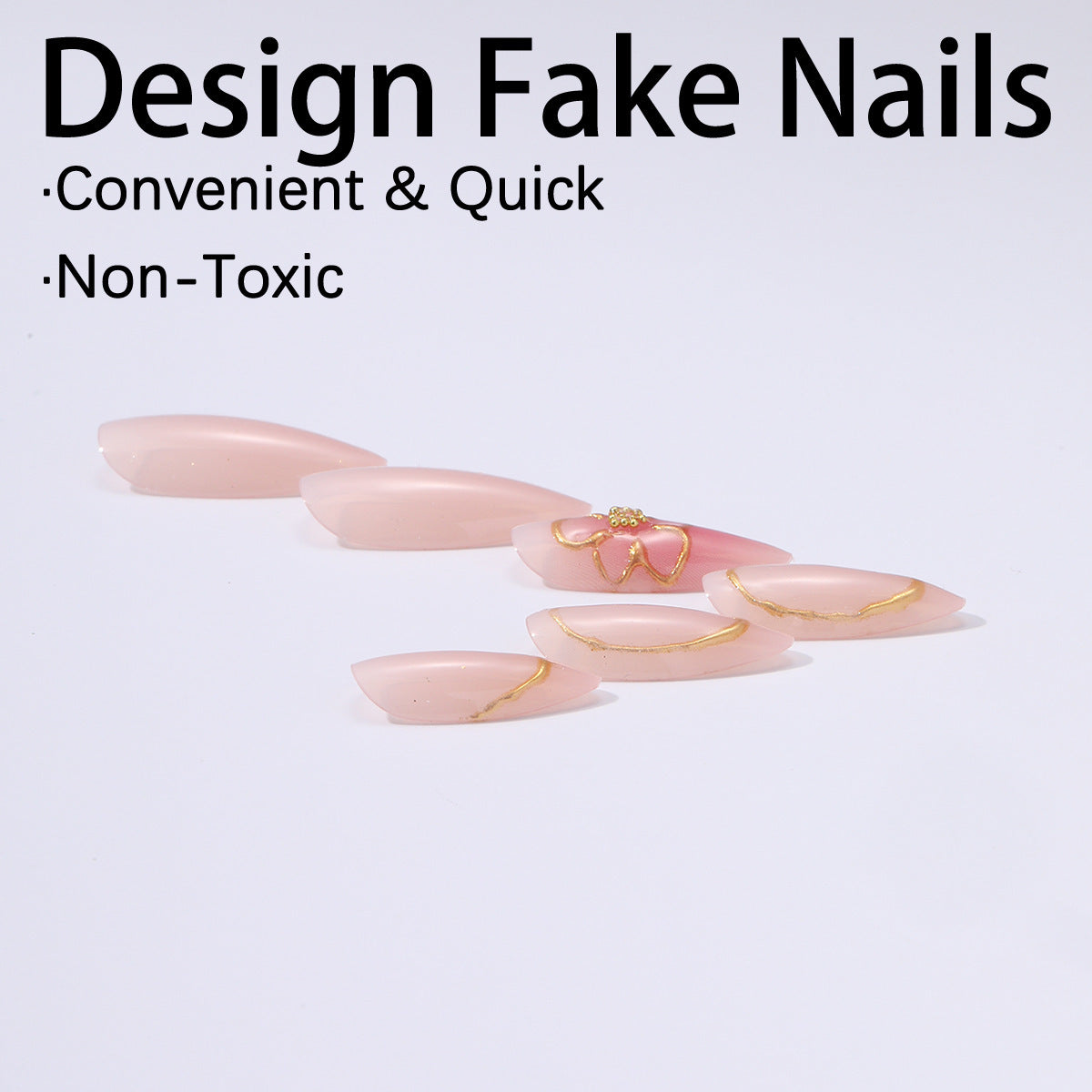 Kunstnagelset mit eleganten Blüten- und Goldverzierungen Brehn