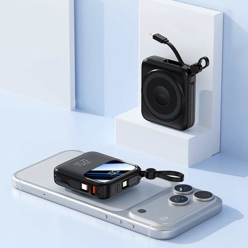 Tragbare Powerbank mit innovativem Kabelmanagementsystem und Schnellladefunktion Brehn
