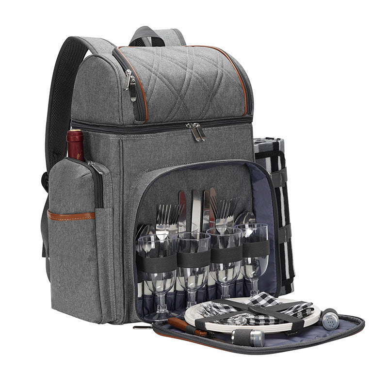 Gourmet Picknick Rucksack mit Geschirr und Kühlfach Brehn