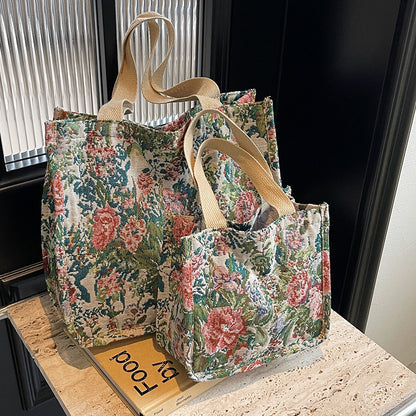 Florale gestickte Wandteppich Tragetasche