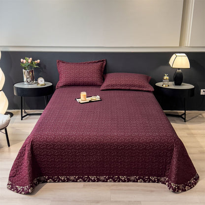 Gestepptes Bettwäsche- und Kissenbezug-Set mit Wellenstich und leichtem Mikrofasermaterial