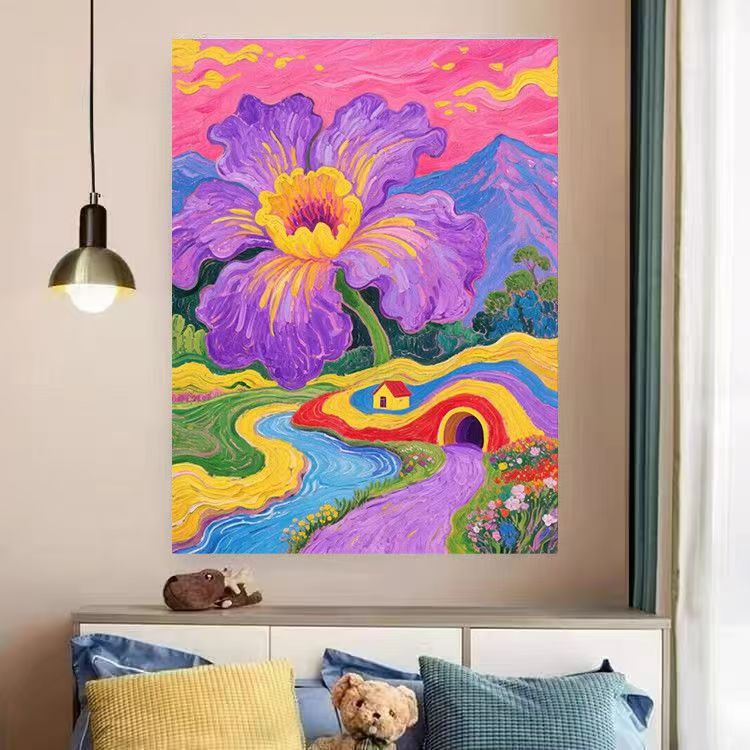 Lebendiger floral Landschaft Leinwanddruck Brehn