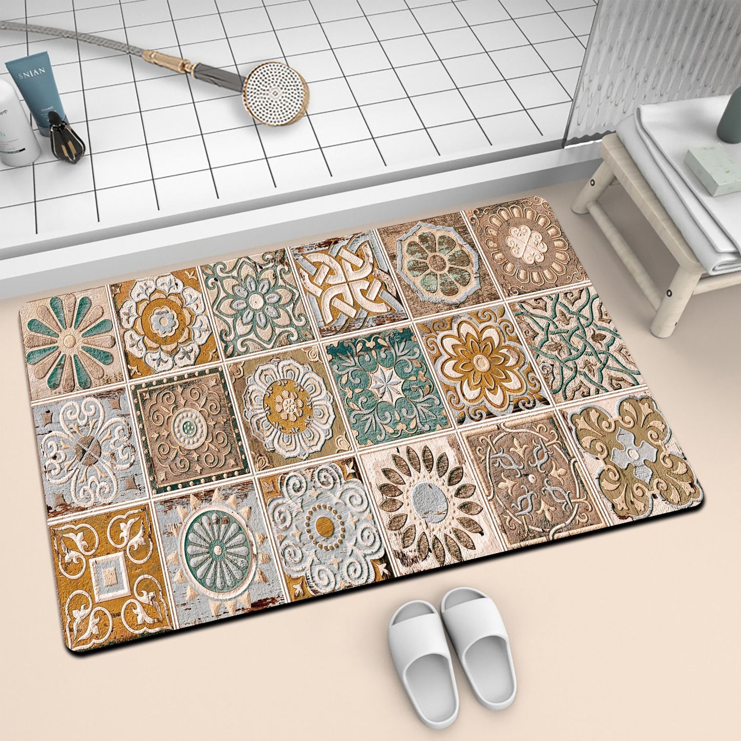Künstlerische Mosaik-Badmatte Brehn