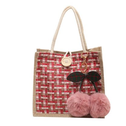 Bohemian Tasche mit dekorativen Pom Poms