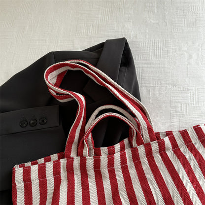 Langlebige gestreifte Canvas Strandtasche