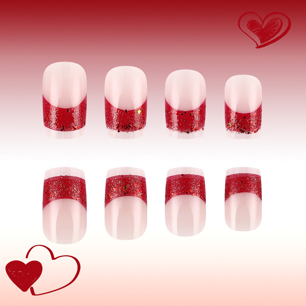 Romantisches Glitzer Press-On Nagelkunst Set Brehn