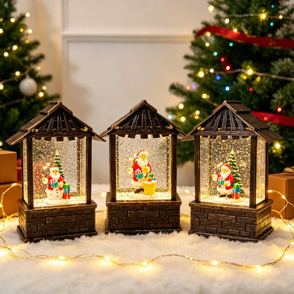 Weihnachtslaterne mit Schneekugel und LED-Beleuchtung Brehn