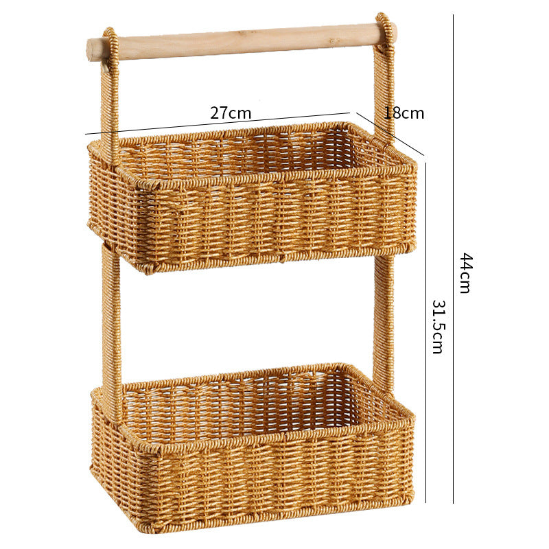 Unisex Zweistufiger Aufbewahrungskorb mit Holzgriff Brehn