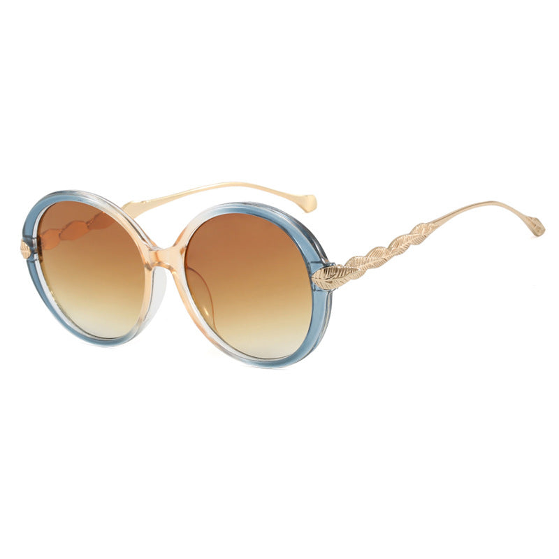 Damen große runde Sonnenbrille mit dekorativen Metallakzenten Brehn